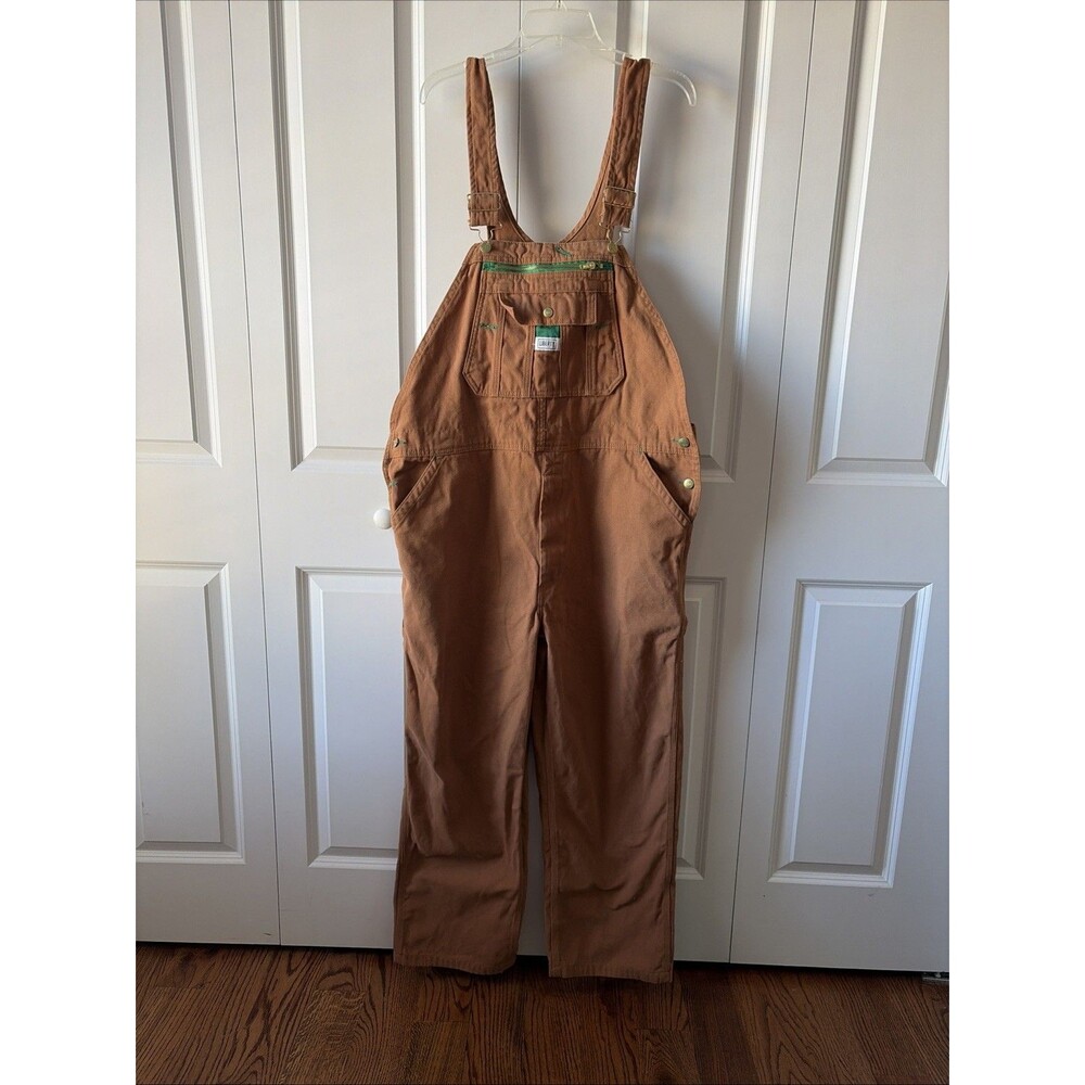 Liberty Brown Cotton Canvas Straight Leg Carpenter Bib Overalls Mens Size 42x30